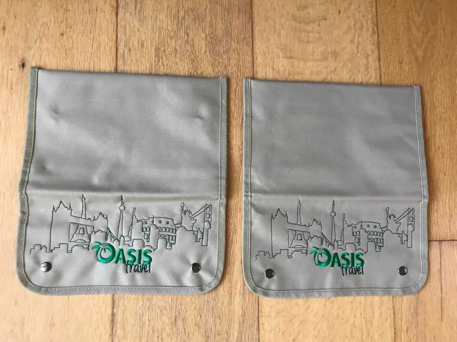 Mochila + 2 pastas de documentos de viagem