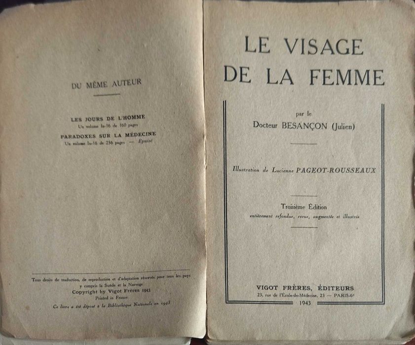 La visage da la femme Dr. Besançon, Livro