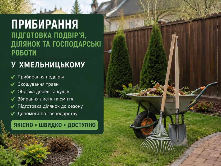 Прибирання / Підготовка подвір’я, ділянок та господарські роботи у Хмельницькому