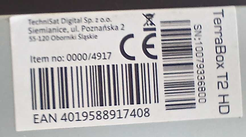 Tuner, dekoder TechniSat TerraBox T2 HD, sprawny z pilotem