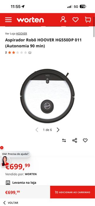 Aspirador Robô HOOVER HG550DP 011 (Autonomia 90 min)