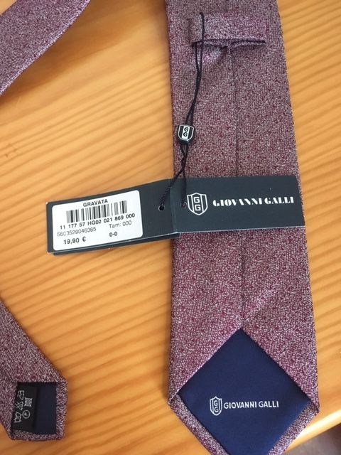 Gravata cinza/bordô 7,5cm Giovanni Galli Nova