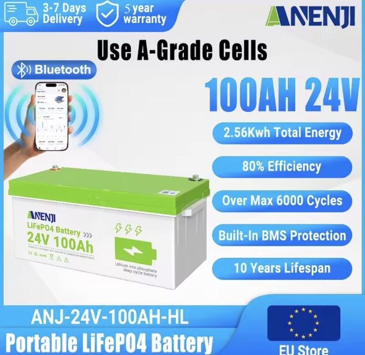 Anenji 24V 100Ah LifePo4 з Bluetooth