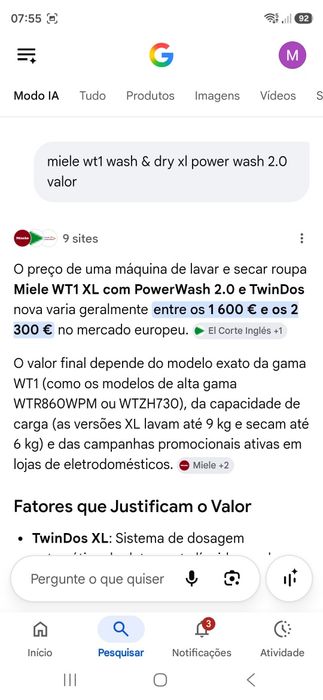 Máquina de lavar e secar Miele wt1 wash & dry xl power wash 2.0