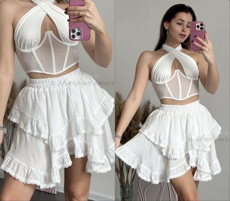 Біла спідниця-шорти , мини , юбка шорты ,міні спідниця, новий рік