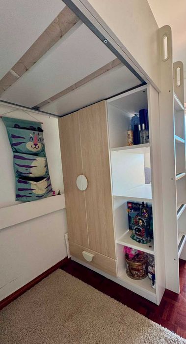 Cama beliche + secretária + armário SMÅSTAD
