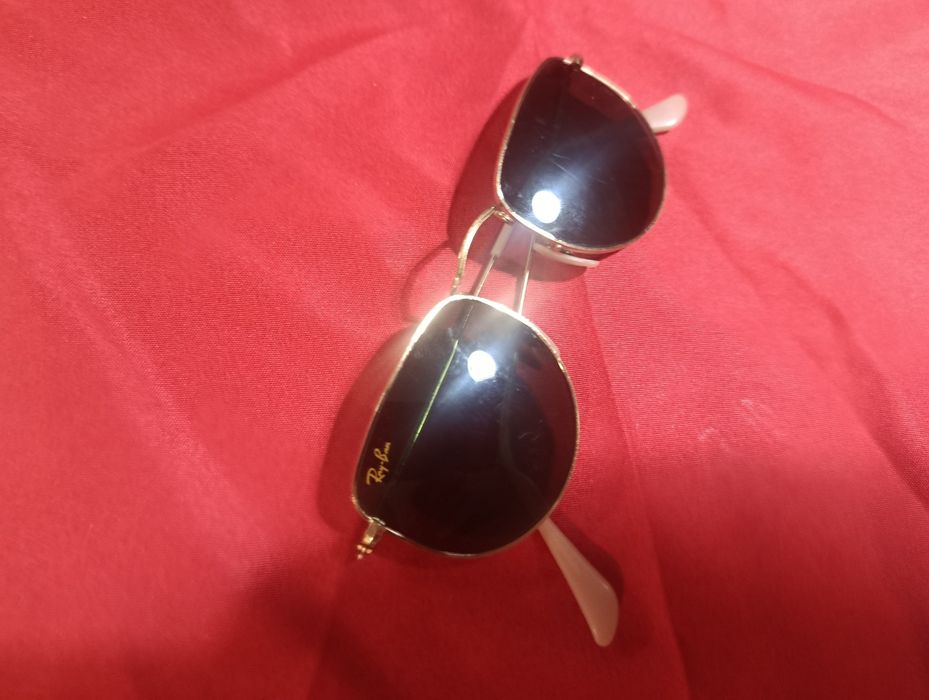 Ray ban óculos de sol lente verde armação dourada