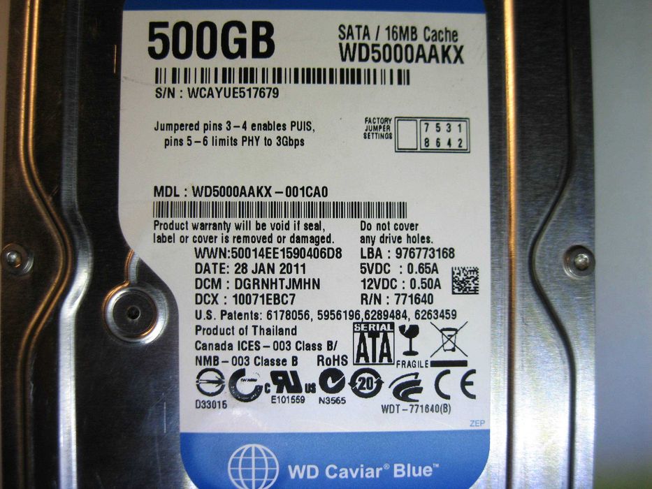 HDD Drive Disco Rigido Western Digital SATA 500GB 3.5"