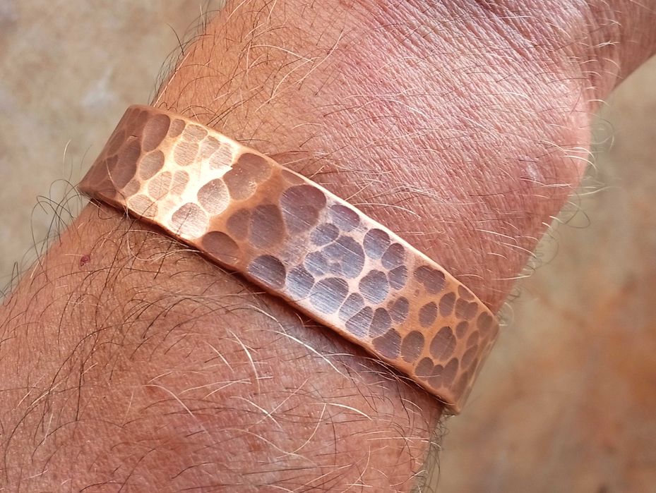 Pulseira de cobre verdadeiro, pesada 15X3mm. Pulseira terapeutica artesanal.