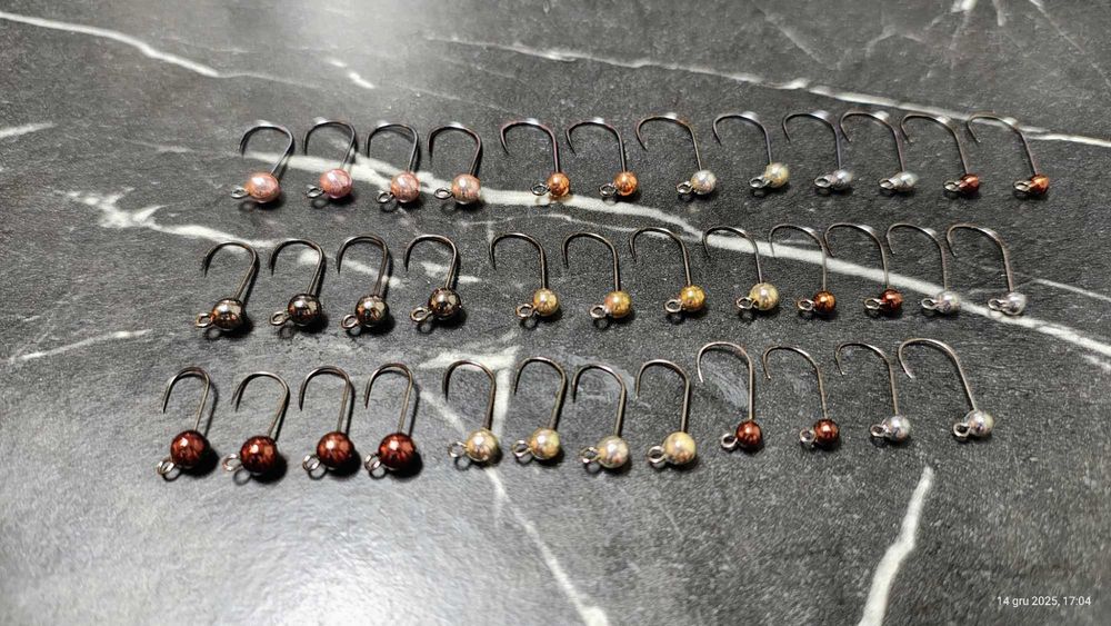 Zestaw 36 sztuk lutowanych główek jigowych wolframowych