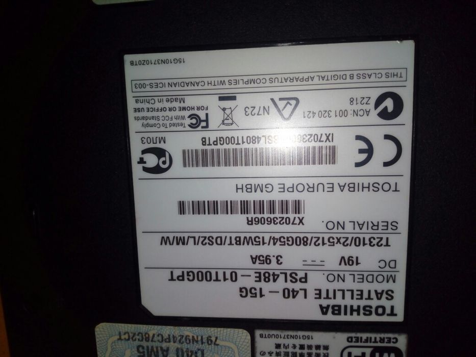 Vendo toshiba satellite l40 - 15g