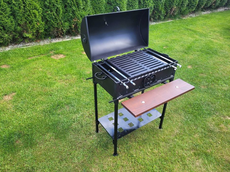 Grill węglowy DUŻY SOLIDNY stal 4mm Palenisko 32x60cm ŚLĄSK
