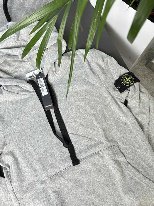 Серое Худи Stone Island - Стон Айленд Толстовка Стоник