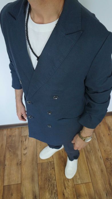 Garnitur Dwurzędowy Reserved Rozmiar M (XL) Kolor Granatowy