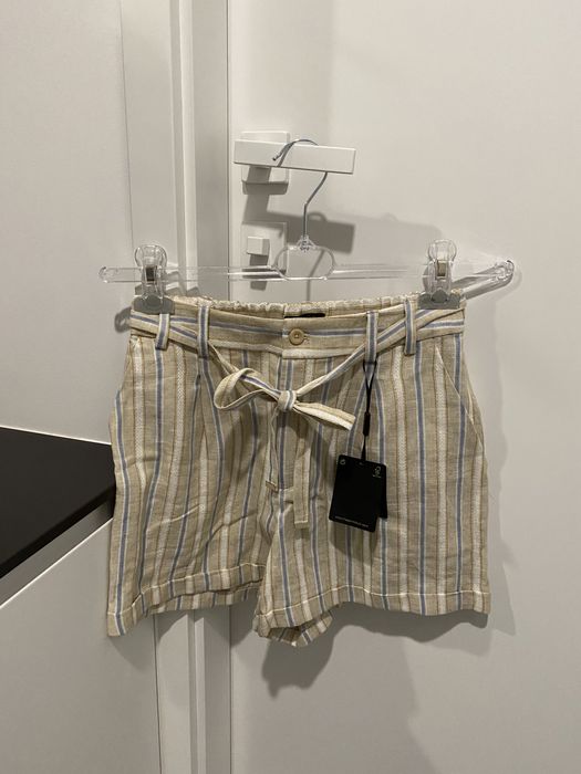 Lniane spodnie Massimo Dutti XS szorty krótkie spodenki