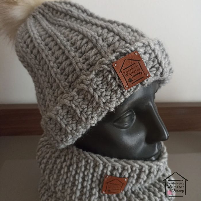 Czapka zimowa i komin - komplet handmade 100%