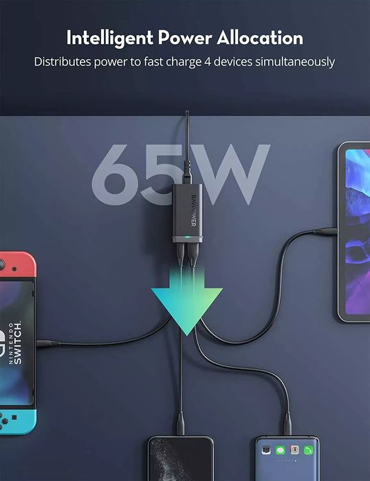 Зарядное Baseus 65W GaN3 Pro зарядка кабель Type C Apple MacBook air M