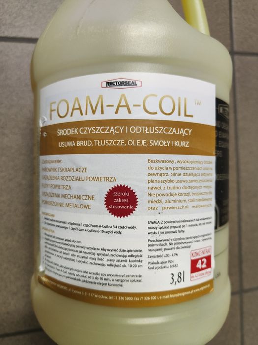 Preparat do czyszczenia parowników i skraplaczy. Usuwa tłuszcze 1 Litr