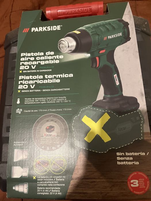 Pistola de calor Parkside com bateira