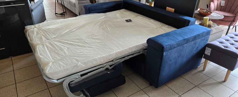 Sofa ANGEL "stelaż włoski" spanie na materacu pojemniki w bokach