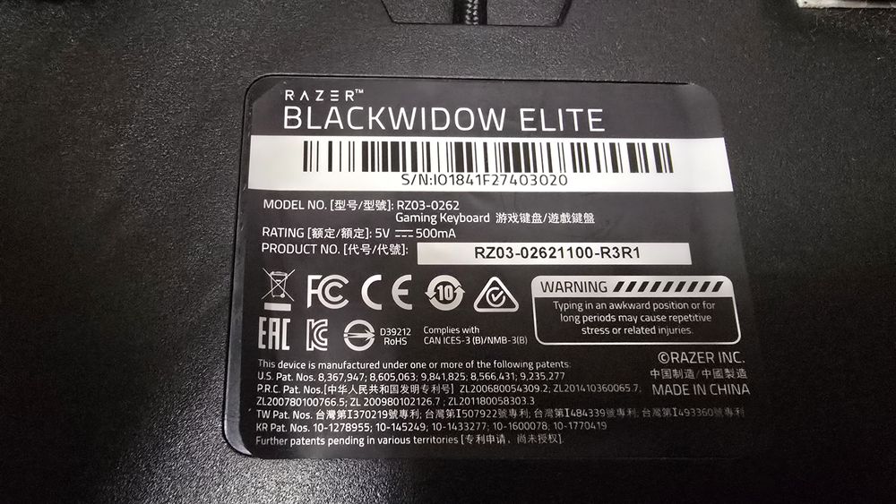 Механічна клавіатура Razer blackwidow elite повнорозмірна