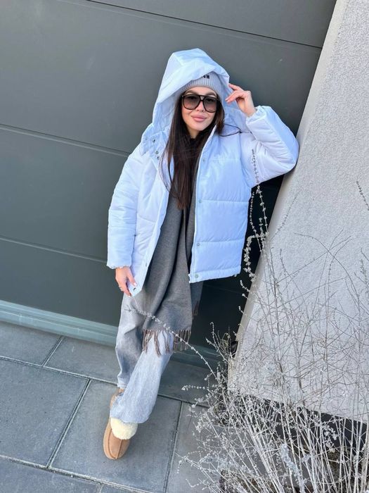 Зимова жіноча дута куртка. Тепла куртка на зиму з капюшоном. Пуховик