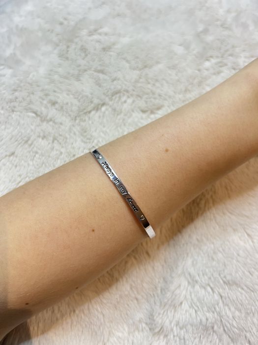 Bransoletka Equilibrium stal nierdzewna posrebrzana grawerowana 32