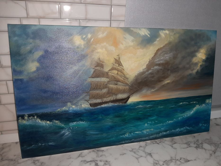 Картина написана олійною фарбою,, Корабель"