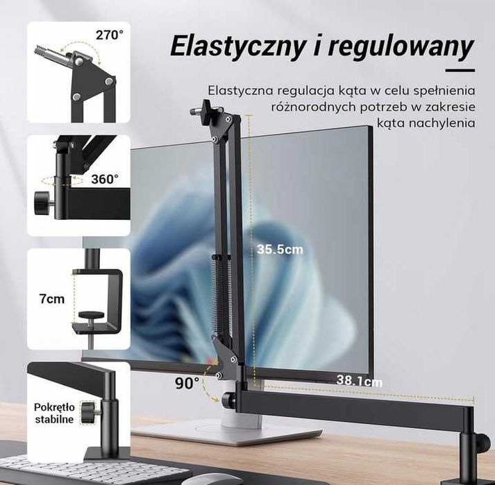 Statyw mikrofonowy biurkowy TONOR T20LP do Blue Yeti, podcast