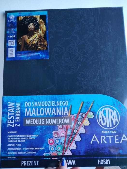Obraz Astra do malowania po numerach numerkach 40x50cm złoty szal