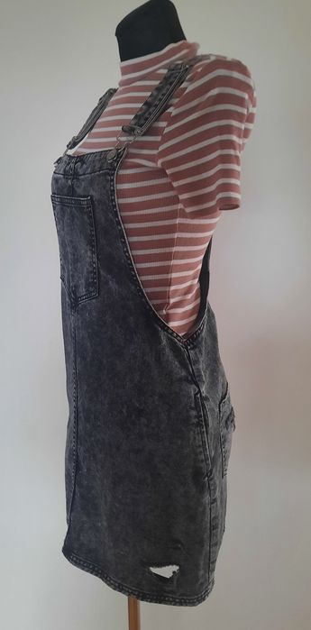 Sukienka ogrodniczka jeans Cropp szara,grafit