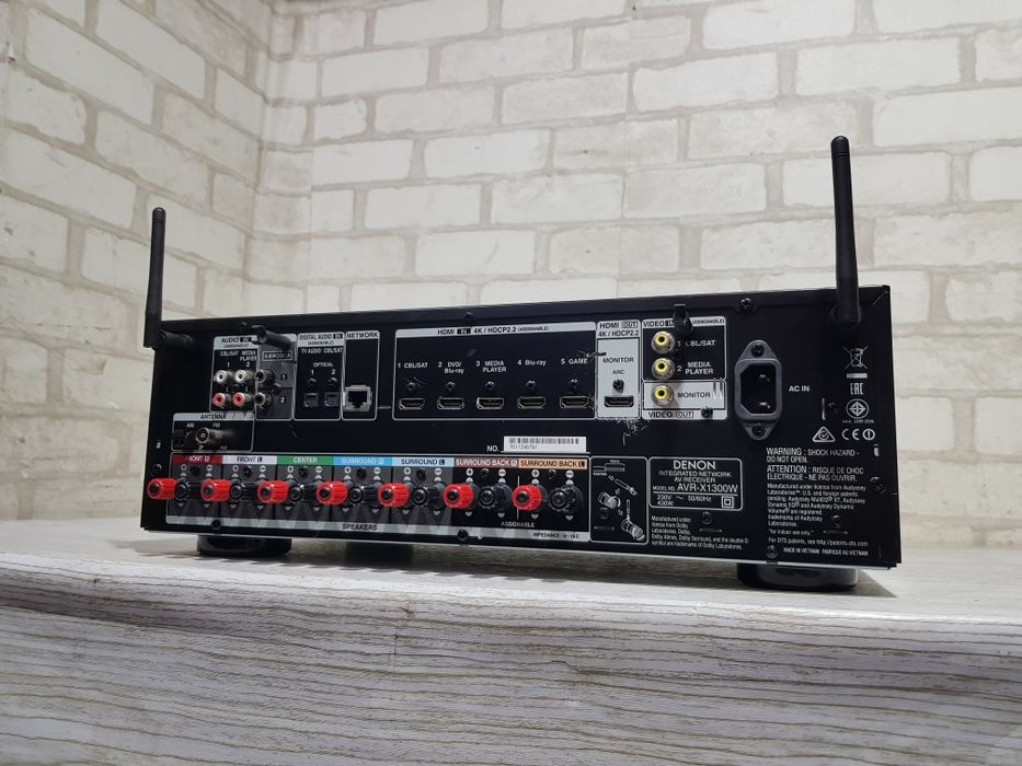 7.2 AV ресивер DENON AVR X1300W, *7x145 Вт,HDMI,Wi-Fi,Bluetooth,4K,USB