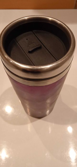 kubek termiczny, metalowy z uchwytem