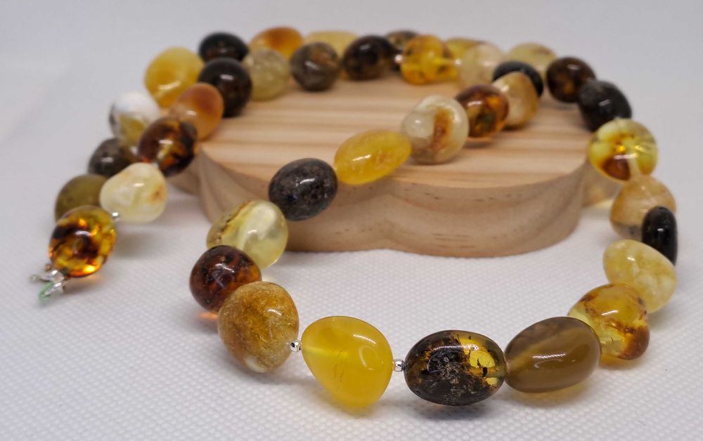 Korale z bursztynu, bursztyn bałtycki bryłki naturalne #293