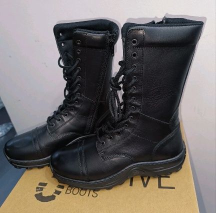 2survive Boots PQ Pro Zip Military Tactical Leather Black Side Zip - Size 37/39