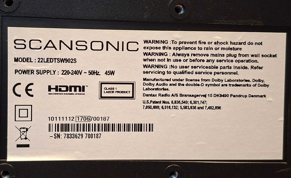 Telewizor  monitor 22 cale Led z wbudowanym  dvd scansonic
