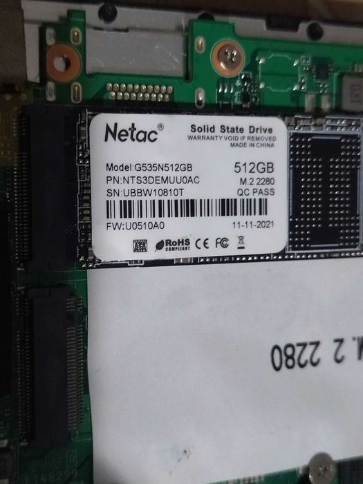 Netac SSD 512GB M.2 SATA 2280 (стан 99%)