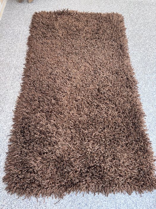 Conjunto 3 Tapetes Shaggy 150x80 cm – Castanho – Bom Estado