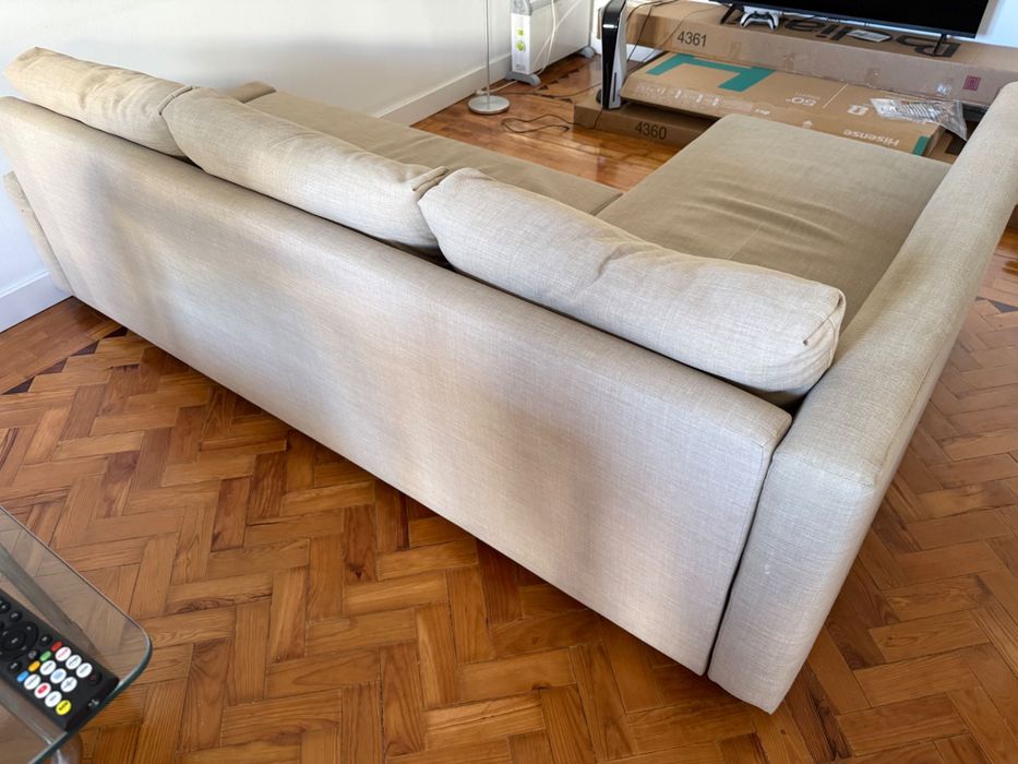 Sofá IKEA Frihethen Beige - chaise long com arrumação