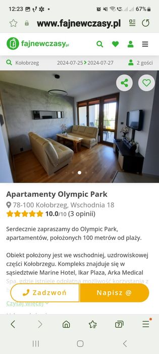 Apartament 206 nad morzem przy plaży Kołobrzeg