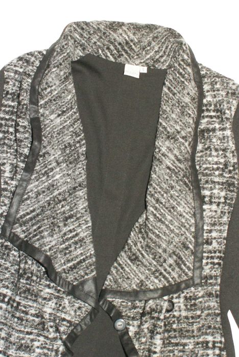 LIBERTY_Cudny ŻAKIET_czarny wełna eko skóra łaty SUPER modny_S/36