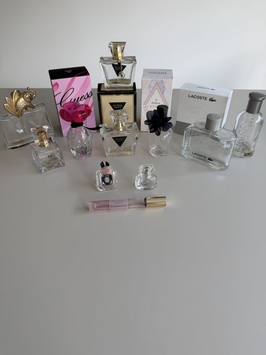 Puste flakony po perfumach – zestaw kolekcjonerski Kenzo, Guess, Lacoste, Boss