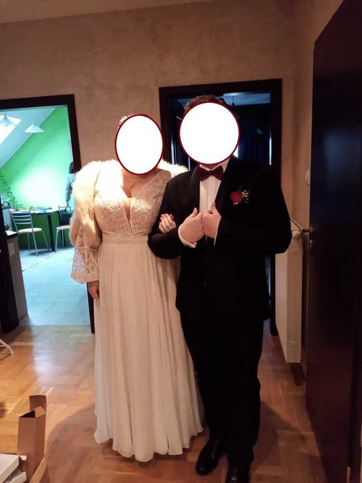 Wyjątkowa suknia ślubna Boho plus size (wiązana, wiele rozmiarów)