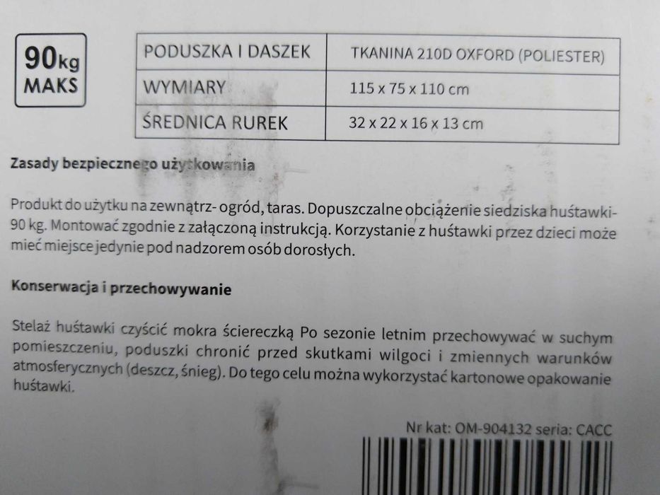 HIT Huśtawka dwuosobowa ogrodowa dla dzieci Biedronka KURIER