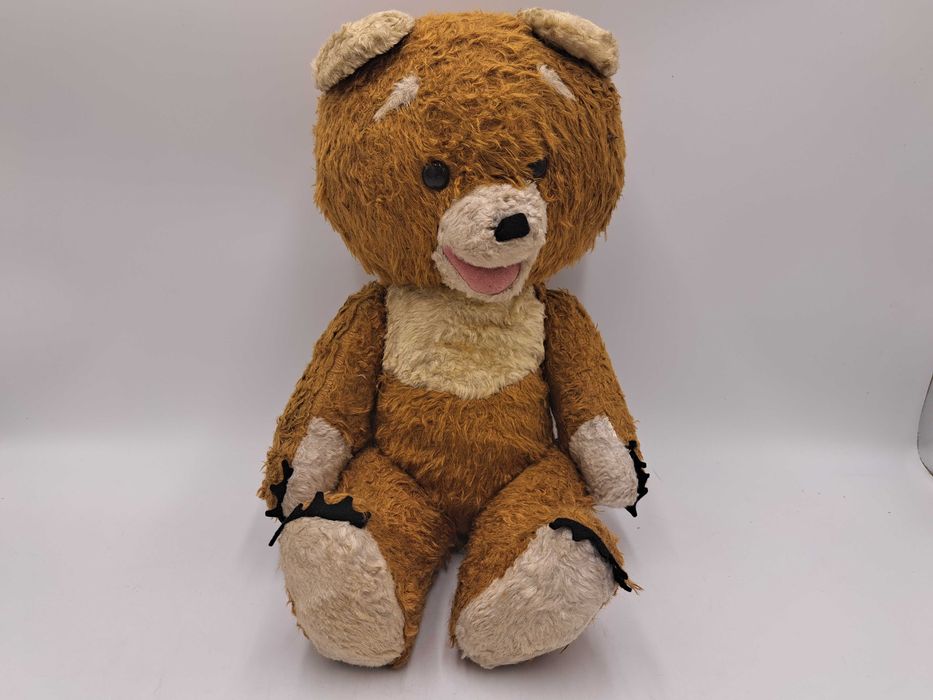 Stary miś maskotka Teddy trociniak beżowy jak Miś Uszatek