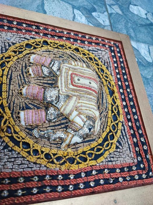 Przedwojenny gobelin,kilim,Birma,oprawiony w ramie