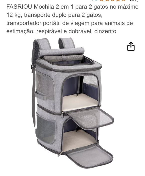 Mochila transportadora para animais