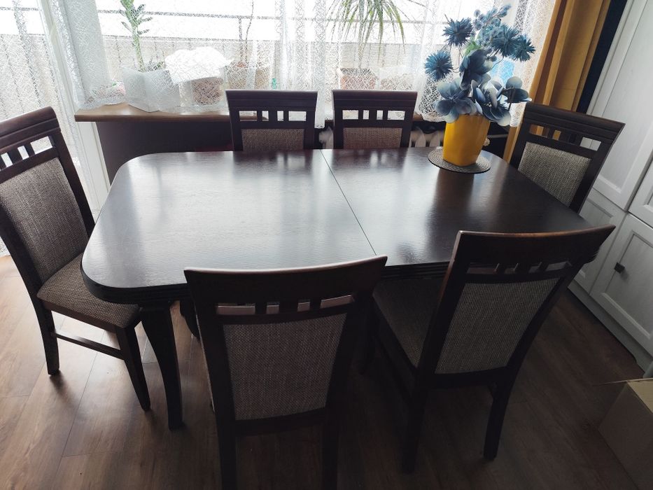 Stół 160,240/90+6 szt krzeseł