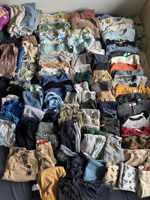 Mega giga paka ubran dla niemowlaka chlopca 80 spodnie body bluzy