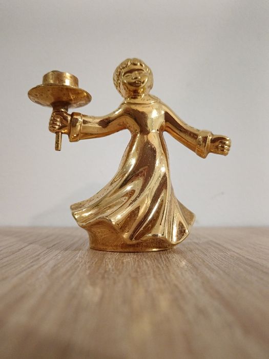 Figurka z mosiądzu pozłacana świecznik